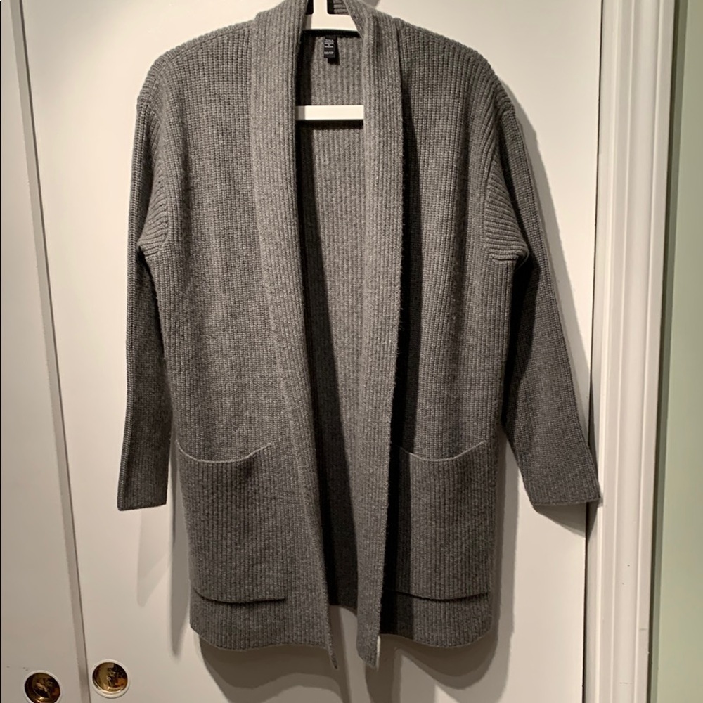 Eileen Fisher Recycled Cashmere Wool Open Front Rib Cardigan XXS